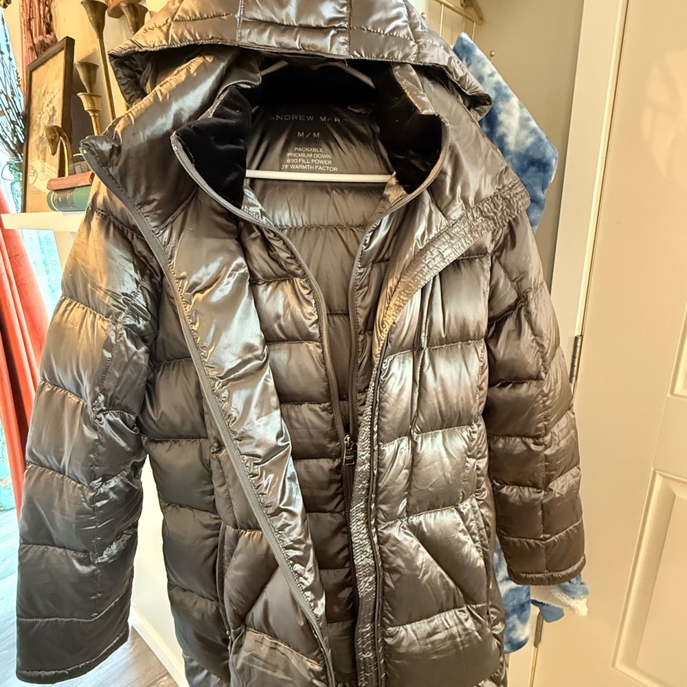 Andrew Marc Silver Down Jacket
